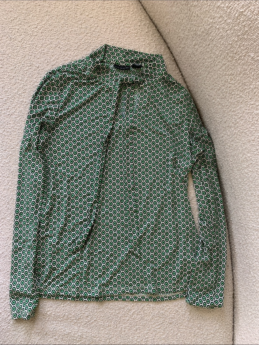 Tahari Blouse with Geometric Print and Neck Tie